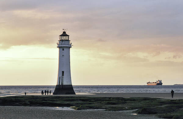 Lighthouse Art Print featuring the photograph Fort Perch Lighthouse and ship by Spikey Mouse Photography
