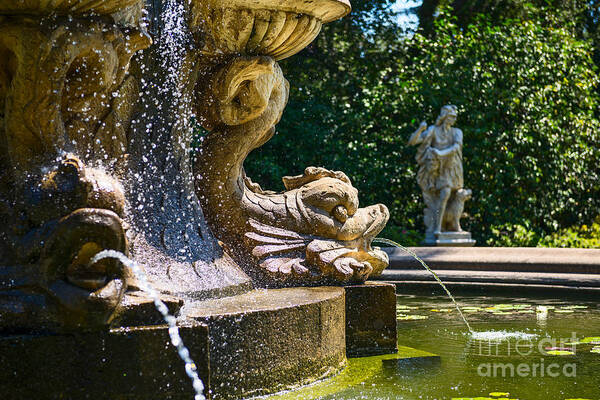 Large Art Print featuring the photograph Fountain Details - iconic fountain at the Huntington Library by Jamie Pham