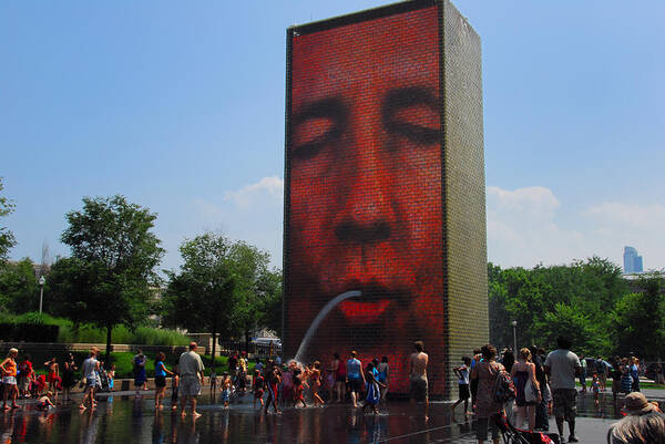 Chicago Art Print featuring the photograph Fountain Fun by Lynn Bauer