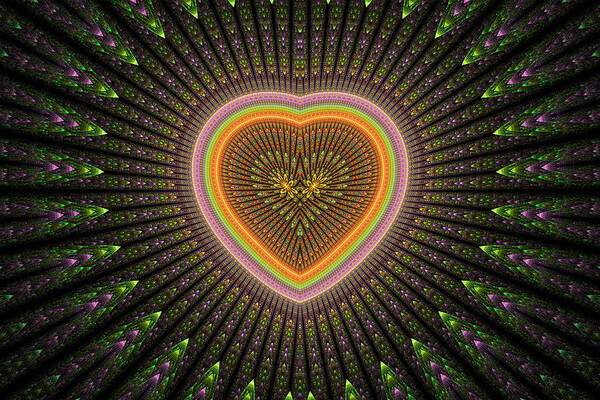 Fractal Art Print featuring the digital art Fractal Heart 1 by Sandy Keeton