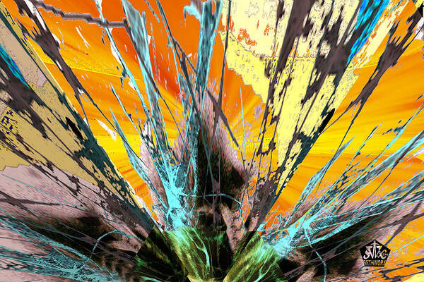 Fractured Sunset Art Print featuring the digital art Fractured Sunset by Seth Weaver