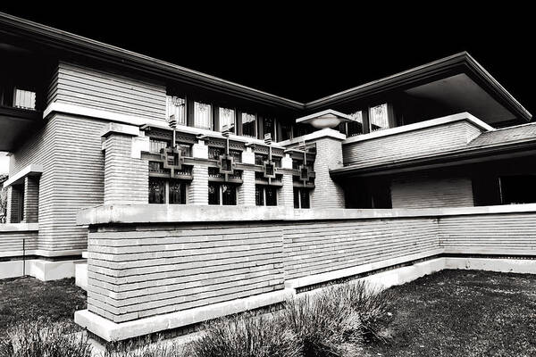 Evie Art Print featuring the photograph Frank Lloyd Wright in Black and White by Evie Carrier