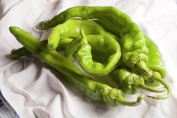 Spice Art Print featuring the photograph Fresh Long Green Hot Peppers by Brian Yarvin