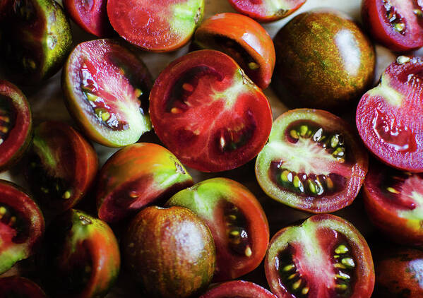 Tranquility Art Print featuring the photograph Freshly Cut Tomatoes by Jamie Grill Tranquility Art Print featuring the photograph Freshly Cut Tomatoes by Jamie Grill