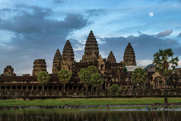 Tranquility Art Print featuring the photograph Fullmoon At Angkor Wat by Www.tonnaja.com