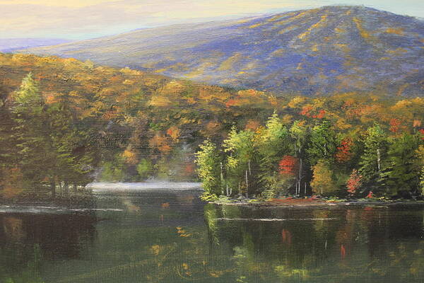 Lake Art Print featuring the painting Gale meadow pond autumn by Ken Ahlering