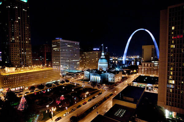 Night Art Print featuring the photograph Gateway Arch St Louis Night by John Magyar Photography