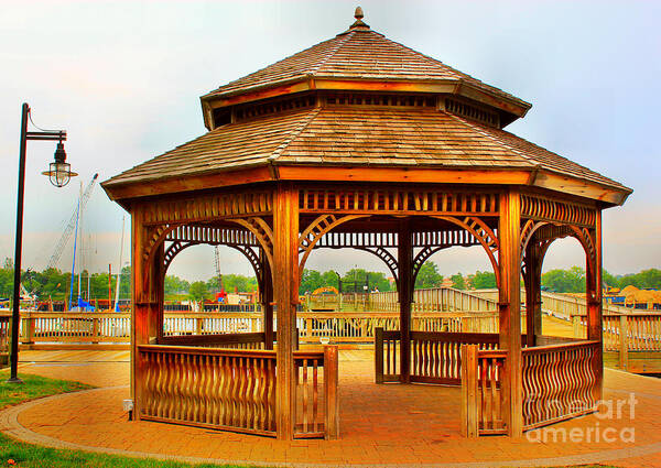 Gazebo Art Print featuring the photograph Gazebo By The Water by Judy Palkimas