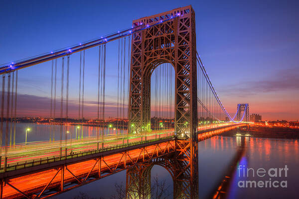 Clarence Holmes Art Print featuring the photograph George Washington Bridge Morning Twilight I by Clarence Holmes