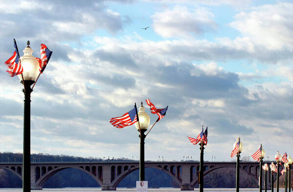Georgetown Art Print featuring the photograph Georgetown, Key Bridge Over The Potomac by Hisham Ibrahim