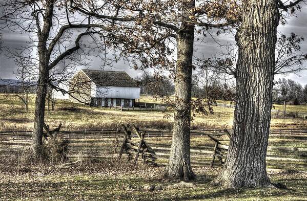 Gettysburg Art Print featuring the photograph Gettysburg at Rest - Winter Muted Edward Mc Pherson Farm by Michael Mazaika