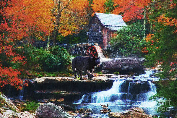 Mill Art Print featuring the digital art Glade Creek Grist Mill by Lianne Schneider