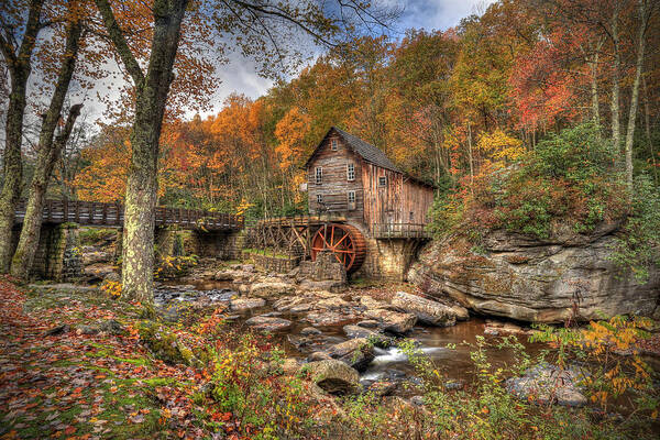 Gristmill Art Print featuring the photograph Glade Creek Gristmill by Jaki Miller