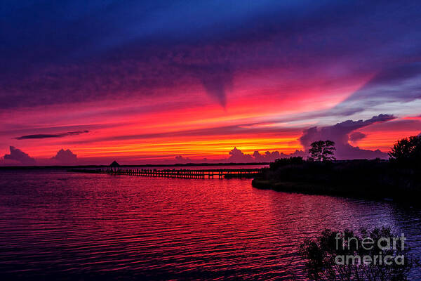 Glorious Sunset In Ocean City Maryland Art Print featuring the photograph Glorious Sunset in Ocean City Maryland by Janet Barnes