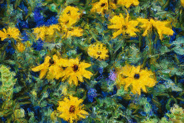 Yellow Art Print featuring the photograph Goghflowers by Nigel R Bell
