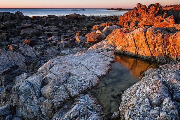 New Hampshire Art Print featuring the photograph Gold Coast First Light On The New Hampshire Coast by Jeff Sinon