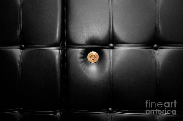 Secret Art Print featuring the photograph Gold peephole in luxury leather door by Michal Bednarek