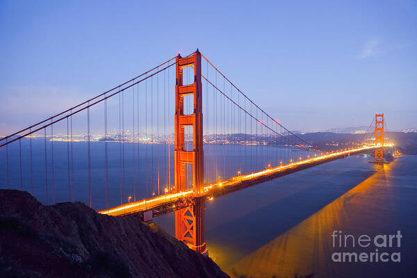 Golden Gate Bridge Art Print featuring the photograph Golden Gate Bridge at Dusk by Bryan Mullennix