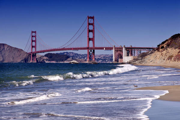 America Art Print featuring the photograph Golden Gate Bridge - Seen from Baker Beach by Melanie Viola