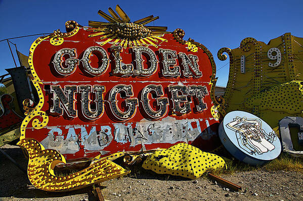 Golden Nugget Sign Art Print featuring the photograph Golden Nugget Sign by Garry Gay