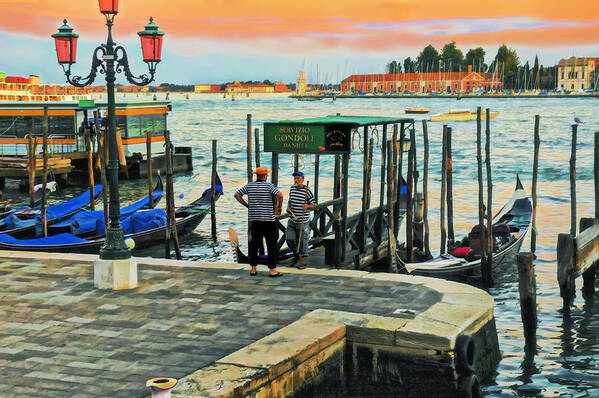 Gondoliers Art Print featuring the photograph Gondoliers by Marianne Campolongo