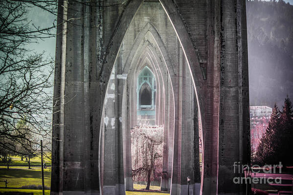 St.john's Bridge Art Print featuring the photograph Gothic Arches Hands Folded in Prayer by Patricia Babbitt