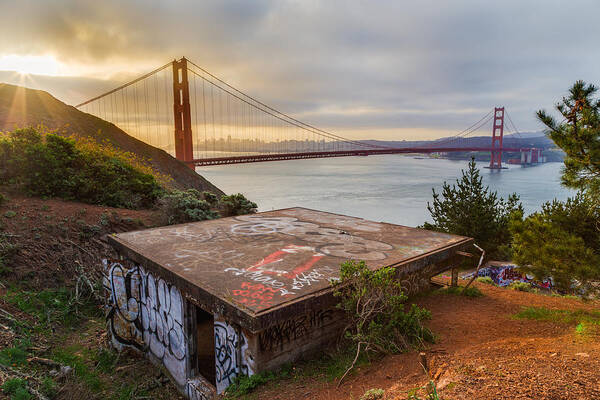 Golden Gate Bridge Art Print featuring the photograph Graffiti by the Golden Gate Bridge by Sarit Sotangkur