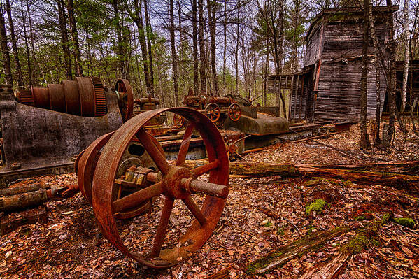 Redstone Quarry Art Print featuring the photograph Granite Lathe Abandoned Redstone Quarry Conway NH by Jeff Sinon