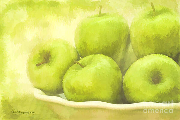 Apples Art Print featuring the photograph Green Apples by Linda Blair