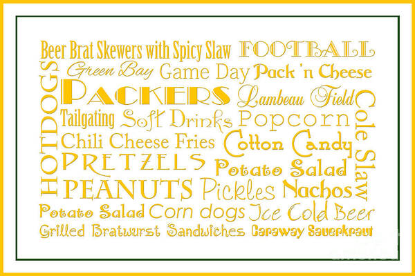 Andee Design Football Art Print featuring the digital art Green Packers Game Day Food 3 by Andee Design
