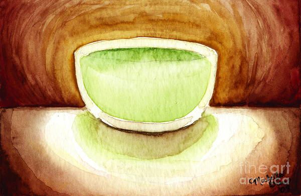 Cup Of Tea Art Print featuring the painting Green Tea by Michelle Bien