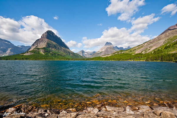 Beauty In Nature Art Print featuring the photograph Grinnell Point from Swiftcurrent Lake by Jeff Goulden