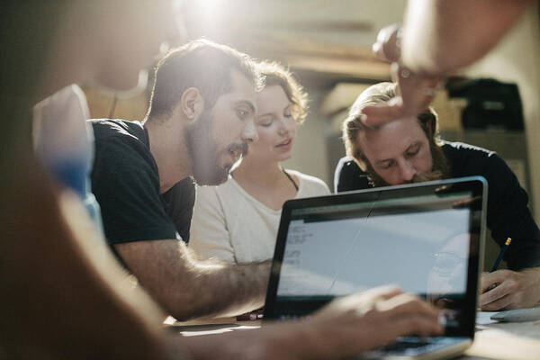 Working Art Print featuring the photograph Group of people in Maker space by Willie B. Thomas