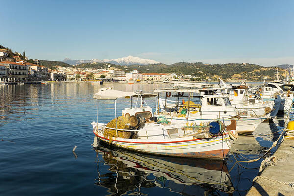 Sea Art Print featuring the photograph Gytheion harbour by Mike Santis