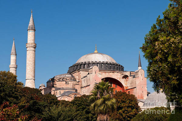 Istanbul Art Print featuring the photograph Hagia Sophia Blue Sky 01 by Rick Piper Photography