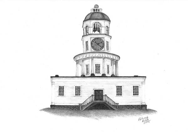 Clock Art Print featuring the drawing Halifax Town Clock by Patricia Hiltz