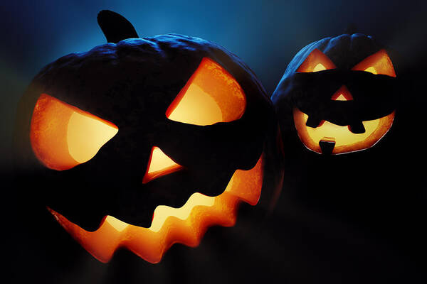 Halloween Art Print featuring the photograph Halloween pumpkins closeup - jack o'lantern by Johan Swanepoel