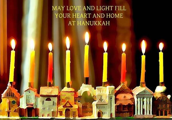Hanukkah Greeting Art Print featuring the photograph Happy Hanukkah 5 by Fraida Gutovich