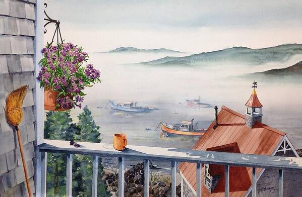 Harbor Art Print featuring the painting Harbor Mist by Joseph Burger