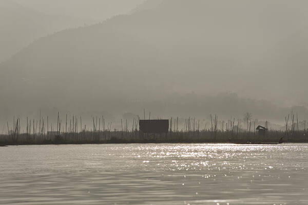 Asien Art Print featuring the photograph Hazy Morning at Inle lake by Maria Heyens