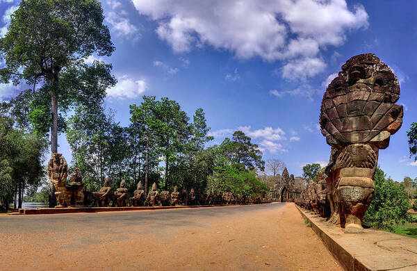 Landscape Art Print featuring the photograph HDR - Hi-res - Ancient Asia civilization Monuments in Angkor Wat Cambodia by Afrison Ma