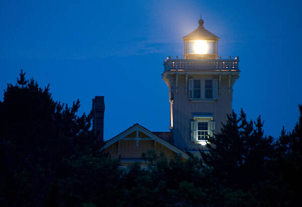 Lighthouse Art Print featuring the photograph Hereford Inlet Lighthouse at Dusk by Greg Graham