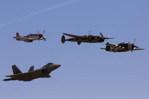 Heritage Flight Art Print featuring the photograph Heritage Flight of Four by John Daly