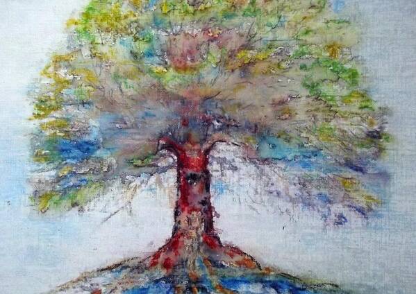 Oak Tree Art Print featuring the painting Listening Tree by Cara Frafjord