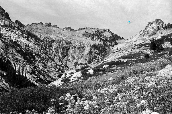 Wilderness Art Print featuring the photograph High in the Trinity Alps with Bigfoot and a UFO by Ben Upham III