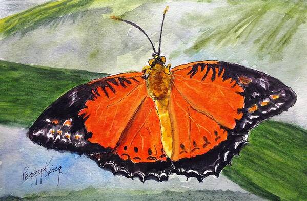 Nature Art Print featuring the painting Himalayan Red Lacewing by Peggy King