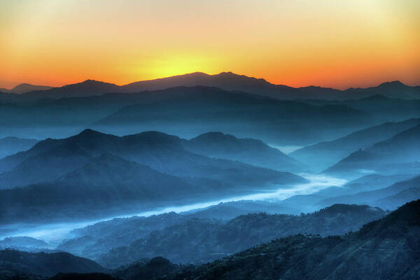 Tranquility Art Print featuring the photograph Himalayas Sunrise, Nepal by Emad Aljumah