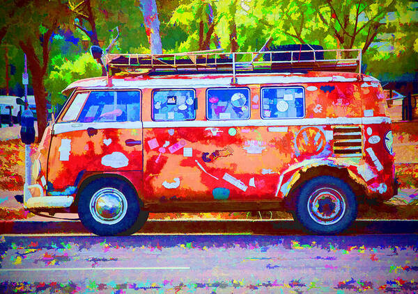 Van Art Print featuring the photograph Hippie Van by Jaki Miller