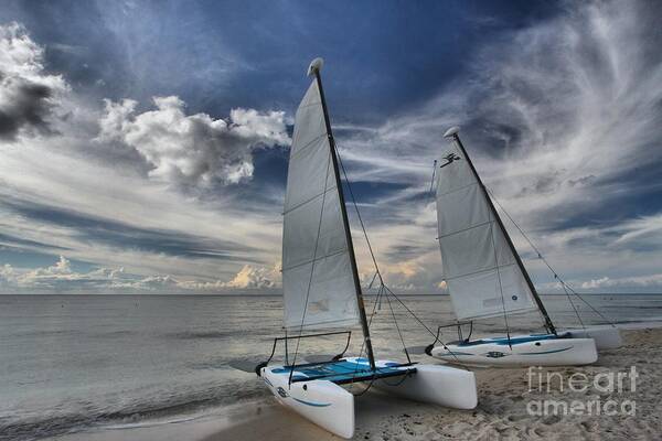 Caribbean Ocean Art Print featuring the photograph Hobie Cats On The Caribbean by Adam Jewell