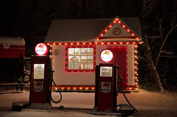 Holiday Art Print featuring the photograph Holiday Service Station by Susan McMenamin